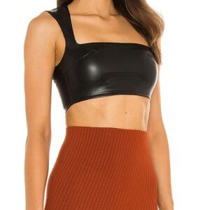 Revolve Superdown Keilani Leather Top in Black